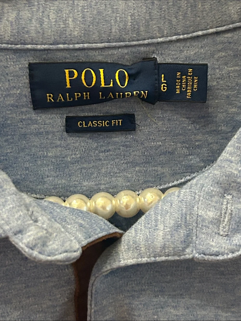 Polo Ralph Lauren Shirt Mens L Classic Fit Long Sleeve Blue Heather Soft Cotton